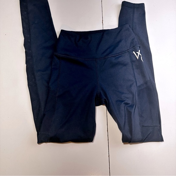 Vanquish Fitness Navy Blue Mesh Pocket Sides HiRise Activewear Leggings NWOT XS - Picture 5 of 15